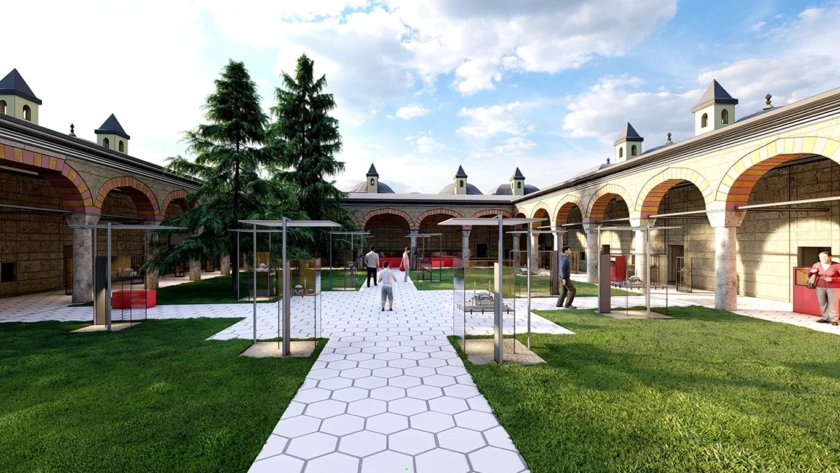 Mimar Sinan Museum courtyard design at Peykler Madrasa in Edirne