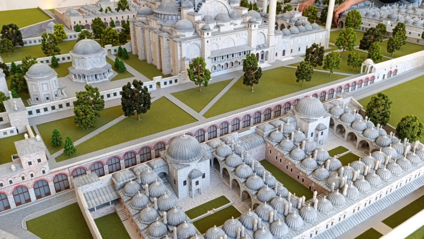 Architectural scale models displayed for the Mimar Sinan Museum project